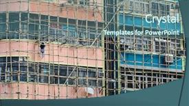  Presentation with physical hazard - Beautiful PPT theme featuring physical hazard - bamboo scaffolding of repairing old backdrop and a  colored foreground