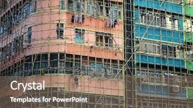  Presentation with physical hazard - Theme featuring physical hazard - bamboo scaffolding of repairing old background and a coral colored foreground