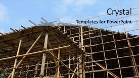  Presentation with physical hazard - Beautiful PPT theme featuring physical hazard - bamboo scaffolding backdrop and a light blue colored foreground