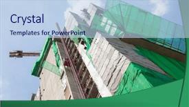  Presentation with construction cranes - Audience pleasing presentation theme consisting of physical hazard - big construction site with cranes backdrop and a light blue colored foreground