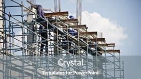  Presentation with scaffolding - Audience pleasing PPT theme consisting of physical hazard - construction workers climbed on scaffolding backdrop and a gray colored foreground