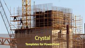  Presentation with scaffolding - Cool new PPT layouts with physical hazard - construction workers climbed on scaffolding backdrop and a tawny brown colored foreground