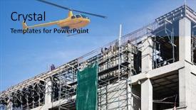  Presentation with construction site construction - Colorful presentation enhanced with physical hazard - helicopter on site visiting backdrop and a  colored foreground