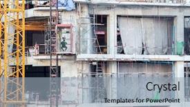  Presentation with elevator - Presentation having physical hazard - worker in construction elevator lift background and a light blue colored foreground