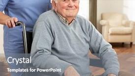  Presentation with carer - Amazing PPT theme having physical health - disabled senior man sitting backdrop and a gray colored foreground