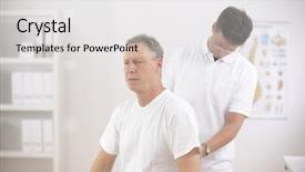 Presentation with physiotherapy - Slide deck having physical medicine rehabilitation - physiotherapy physiotherapist examining senior man background and a white colored foreground