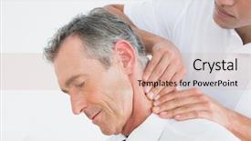  Presentation with chiropractor - Beautiful slides featuring healing hands - close-up of a male chiropractor backdrop and a coral colored foreground