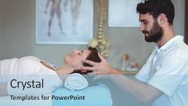  Presentation with physiotherapist - PPT theme having  background and a  colored foreground