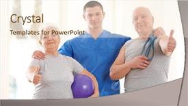  Presentation with patients - PPT layouts consisting of physiotherapist with elderly patients background and a cream colored foreground