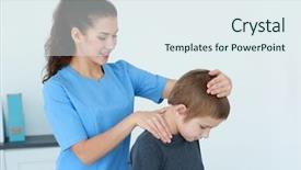  Presentation with physiotherapist - PPT layouts featuring children injury - physiotherapist working with patient background and a sky blue colored foreground