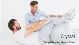  Presentation with occupational - Colorful presentation design enhanced with physical therapist assisting young man backdrop and a white colored foreground
