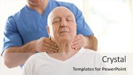  Presentation with elderly patient nurse cares - Slides having physical therapy body - physiotherapist working with elderly patient background and a lemonade colored foreground