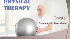 Presentation with physical therapy - Slide set featuring physical therapy concept senior man training with fitball in rehabilitation center background and a lemonade colored foreground