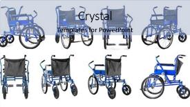  Presentation with wheelchair - PPT layouts enhanced with physical therapy devices - different views of modern wheelchair background and a light blue colored foreground
