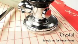  Presentation with physical therapy - Colorful slide deck enhanced with physical therapy devices - stethoscope backdrop and a lemonade colored foreground