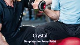  Presentation with trainer - PPT theme with physical therapy free - senior man with personal trainer background and a wine colored foreground