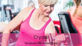  Presentation with gym out and back - Colorful PPT layouts enhanced with physical therapy free - senior woman working backdrop and a coral colored foreground