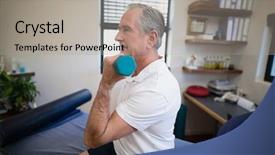  Presentation with moving patient to hospital bed - Audience pleasing PPT layouts consisting of physical therapy free - side view of senior patient backdrop and a  colored foreground