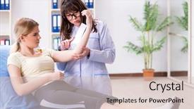  Presentation with joint - Colorful PPT theme enhanced with physical therapy function - doctor checking joint flexibility backdrop and a lemonade colored foreground