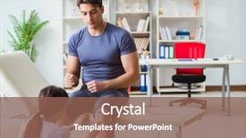  Presentation with joint - Beautiful slides featuring physical therapy function - doctor checking patients joint flexibility backdrop and a  colored foreground