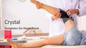  Presentation with joint - PPT theme enhanced with physical therapy function - male doctor checking joint flexibility background and a  colored foreground