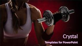  Presentation with brutal strong bodybuilder athletic fitness - Beautiful PPT theme featuring physical training - brutal athletic woman pumping up backdrop and a wine colored foreground