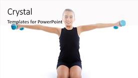  Presentation with exercise kids kid doing fitness - Cool new slide deck with physical training - fitness dumbbells kid girl exercise backdrop and a  colored foreground