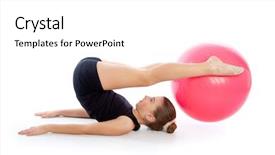  Presentation with fitness - Audience pleasing PPT theme consisting of physical training - fitness fitball swiss ball kid backdrop and a  colored foreground