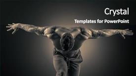  Presentation with handsome - Slide set featuring physical training - handsome muscular bodybuilder posing background and a dark gray colored foreground