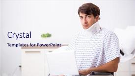  Presentation with hospital ministry - Slide deck consisting of physical work stress - young handsome man in wheelchair background and a  colored foreground