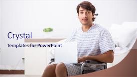  Presentation with wheelchair - PPT theme consisting of physical work stress - young handsome man in wheelchair background and a  colored foreground