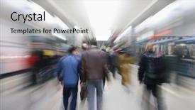  Presentation with passengers - Slides enhanced with physical work stress - zooming passengers in subway background and a white colored foreground