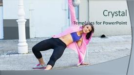  Presentation with music and athletic training - Presentation consisting of physical working condition - athletic woman exercising turkish get background and a sky blue colored foreground