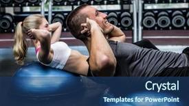 Presentation with gym ball - Beautiful slides featuring physical working condition - fit couple doing sit ups backdrop and a ocean colored foreground