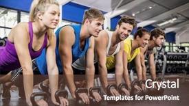  Presentation with class - Cool new PPT theme with physical working condition - fitness class in plank position backdrop and a tawny brown colored foreground
