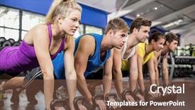  Presentation with class assembly clipart - Theme with physical working condition - fitness class in plank position background and a tawny brown colored foreground