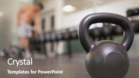  Presentation with focus - Slide set with physical working condition - focus on large black kettlebell background and a gray colored foreground