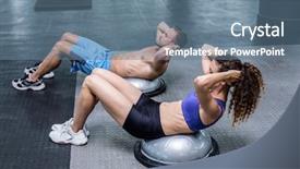  Presentation with gym ball - Colorful presentation theme enhanced with physical working condition - muscular couple doing bosu ball backdrop and a ocean colored foreground