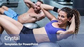  Presentation with muscular dystrophy name - Presentation theme featuring physical working condition - portrait of a muscular couple background and a ocean colored foreground