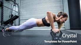  Presentation with woman pushing shopping trolley - Presentation consisting of physical working condition - side view of a woman background and a ocean colored foreground