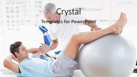  Presentation with exercise - Beautiful PPT theme featuring physical working condition - therapist helping his patient backdrop and a lemonade colored foreground