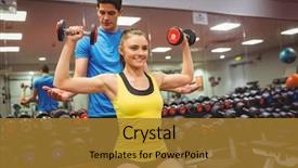  Presentation with train the trainer - Audience pleasing slide deck consisting of physical working condition - woman lifting dumbbells with her backdrop and a gold colored foreground