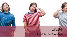  Presentation with collage - Cool new theme with physically disable - collage of down sydrome woman backdrop and a red colored foreground