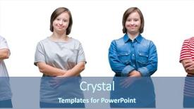  Presentation with collage - Colorful PPT layouts enhanced with physically disable - collage of down sydrome woman backdrop and a ocean colored foreground