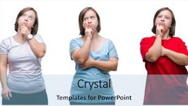  Presentation with woman praying over bible - PPT theme having physically disable - collage of down sydrome woman background and a light blue colored foreground