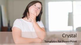  Presentation with down syndrome - Colorful theme enhanced with physically disable - down syndrome woman at home backdrop and a lemonade colored foreground
