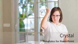  Presentation with down syndrome - Audience pleasing slide deck consisting of physically disable - down syndrome woman at home backdrop and a  colored foreground