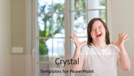  Presentation with down syndrome - Cool new PPT theme with physically disable - down syndrome woman at home backdrop and a  colored foreground