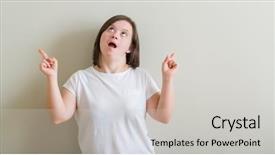  Presentation with down syndrome special education - Cool new PPT theme with physically disable - down syndrome woman standing backdrop and a light gray colored foreground