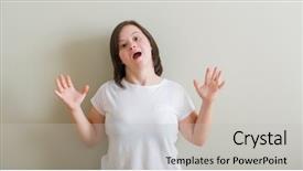  Presentation with down syndrom - Amazing theme having physically disable - down syndrome woman standing backdrop and a light gray colored foreground